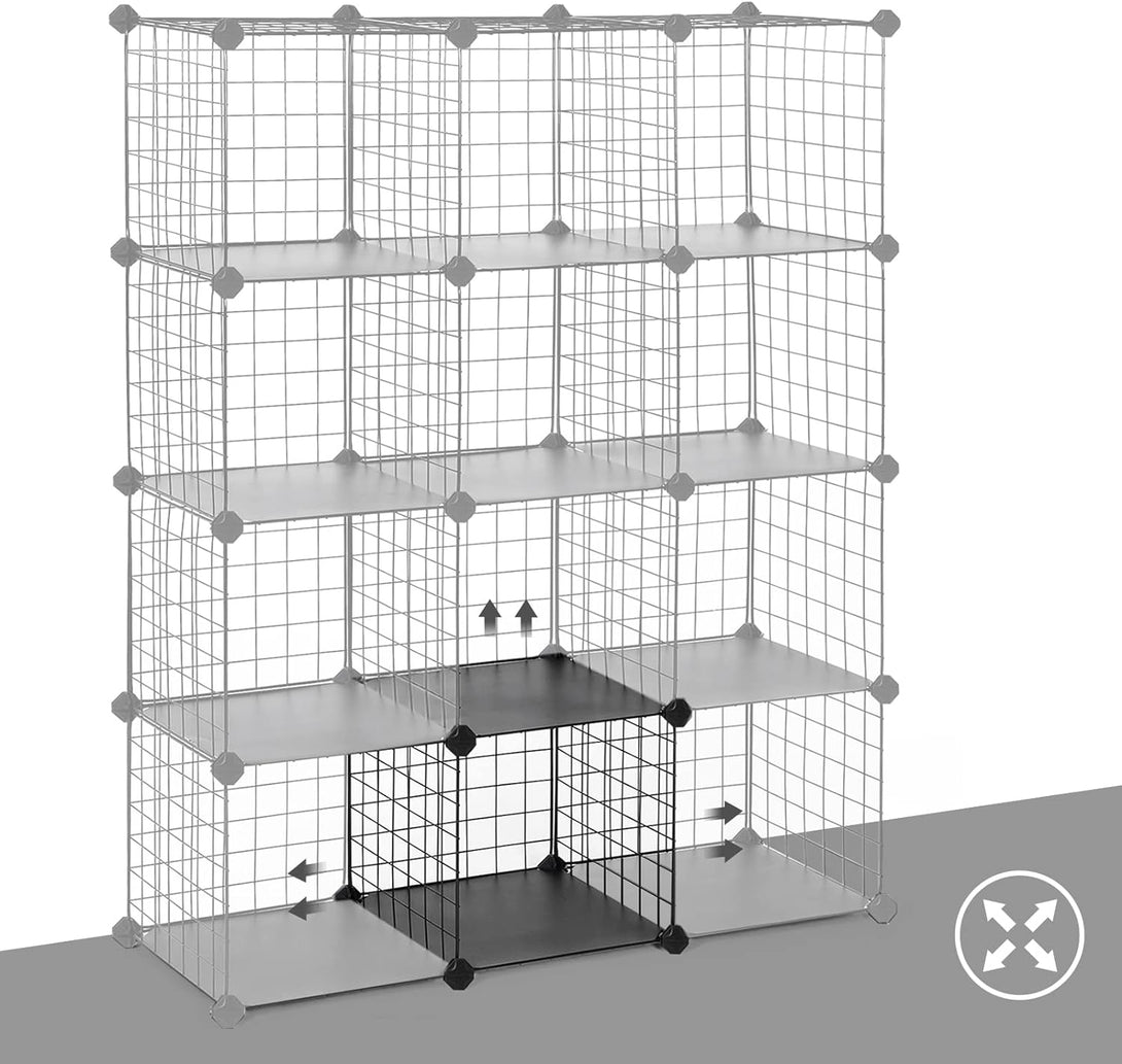 12Cuburi de depozitare, unitate de rafturi conectate, negru