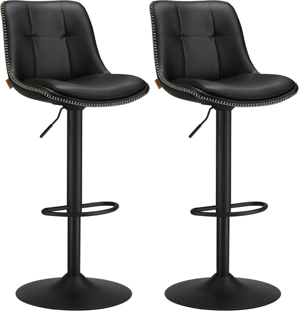 Set de 2 scaune înalte, reglabilă pe înălțime, 44 x 48 x (90–112) cm, culoare neagră