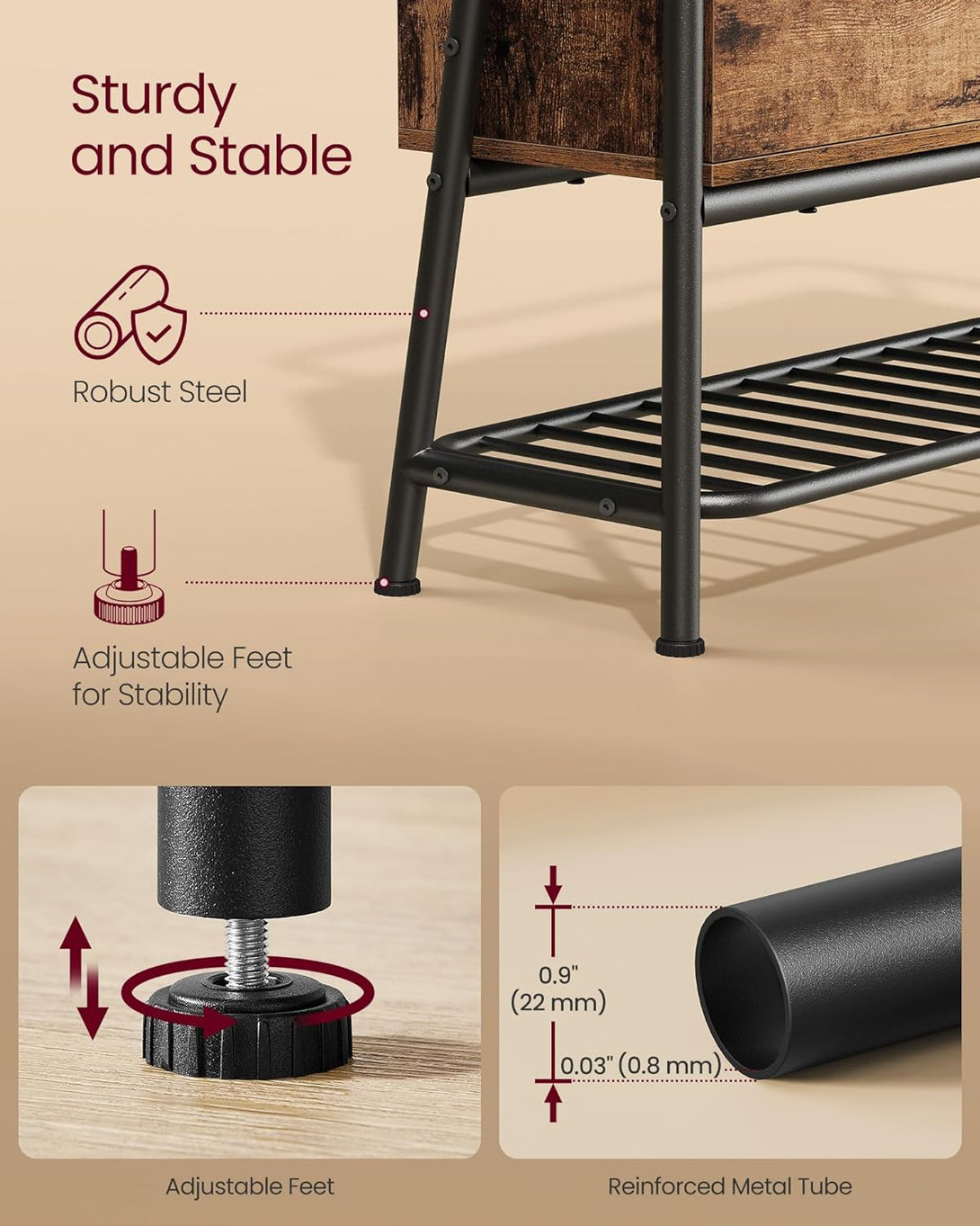 Banca de depozitare pantofi, suport pentru pantofi, 30x80x63,5 cm, maro si negru