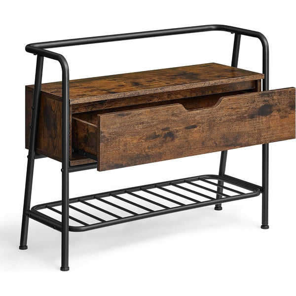Banca de depozitare pantofi, suport pentru pantofi, 30x80x63,5 cm, maro si negru