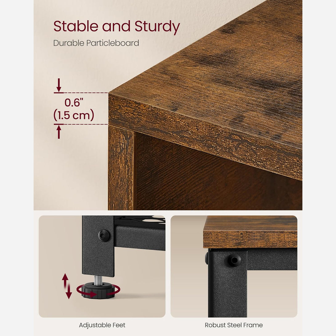 Banca de pantofi cu 2 niveluri , stil industrial , maro rustic