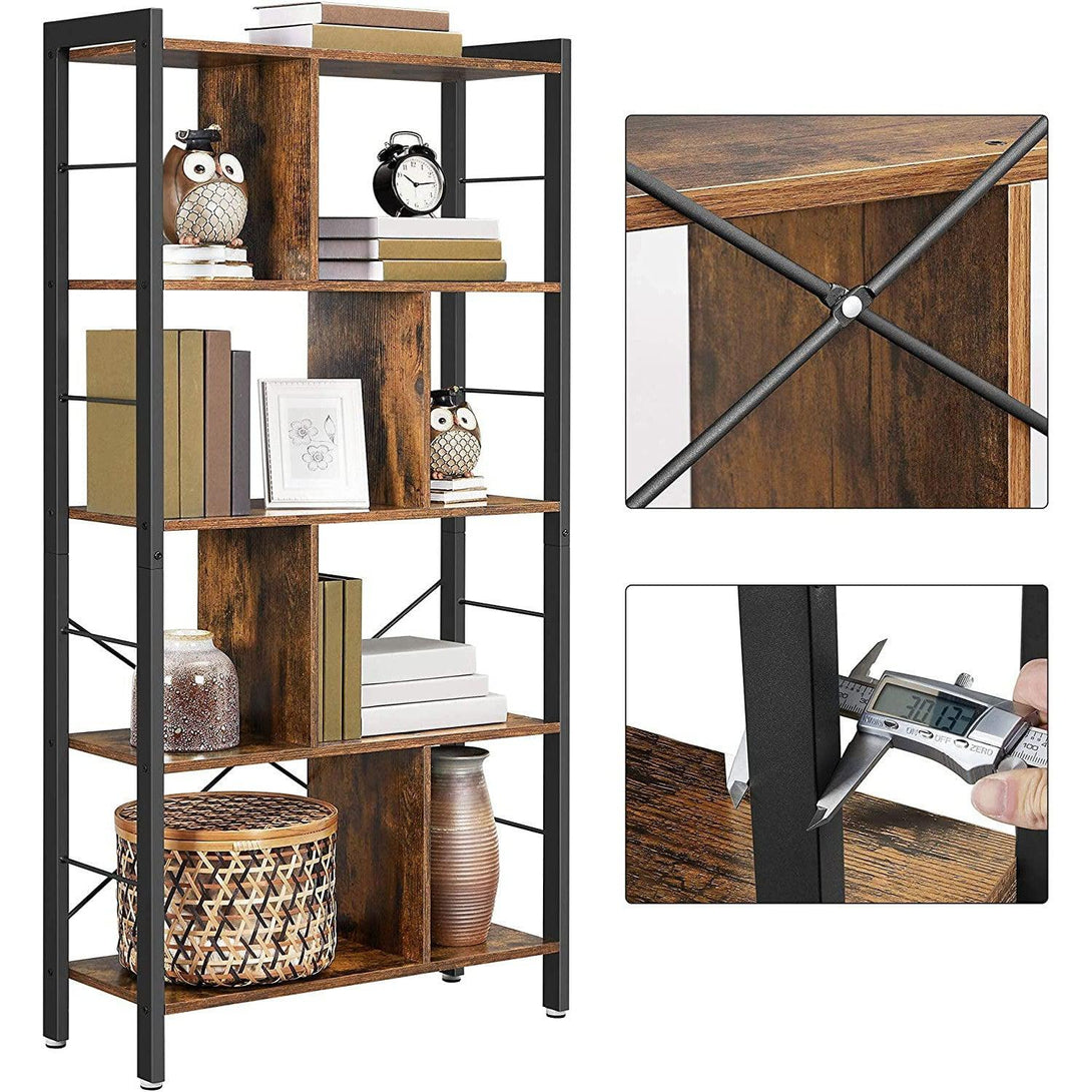 Biblioteca cu 4 niveluri , stil industrial , vintage maro-negru