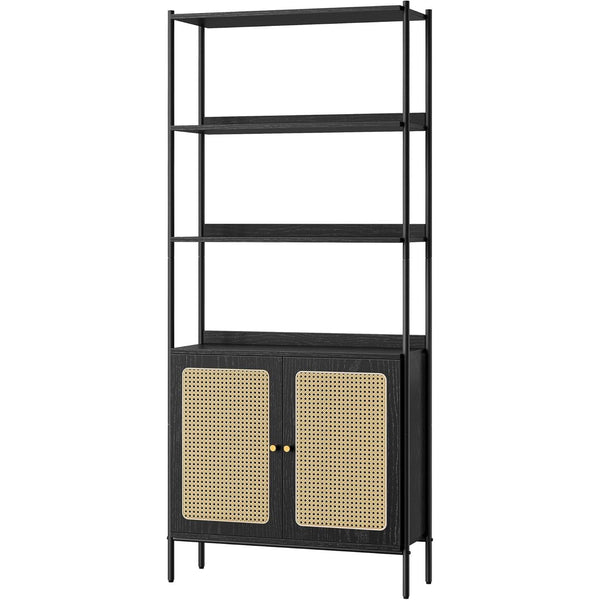 Biblioteca cu 6 niveluri , stil Boho , cadru metalic ,negru
