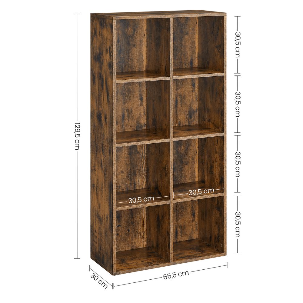Biblioteca cu 8 cuburi 65,5 x 30 x 13,5 cm, maro rustic