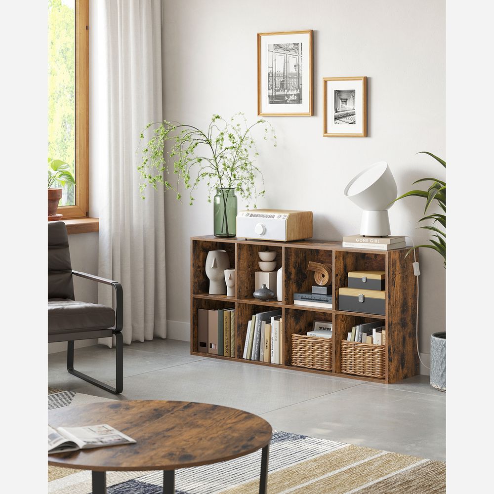 Biblioteca cu 8 cuburi 65,5 x 30 x 13,5 cm, maro rustic