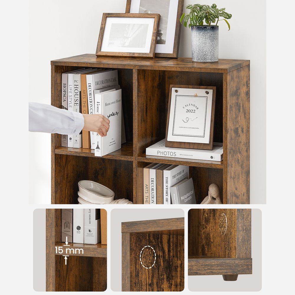 Biblioteca cu 8 cuburi 65,5 x 30 x 13,5 cm, maro rustic