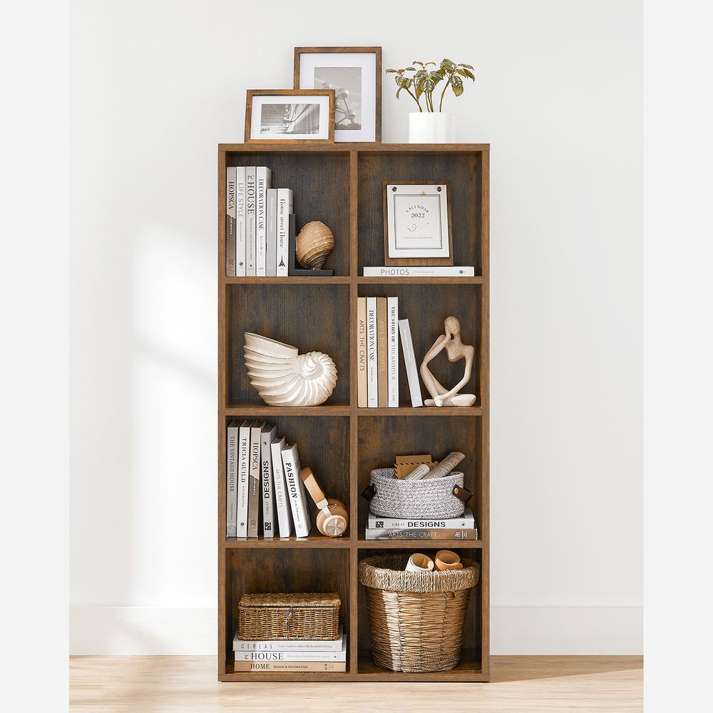 Biblioteca cu 8 cuburi 65,5 x 30 x 13,5 cm, maro rustic
