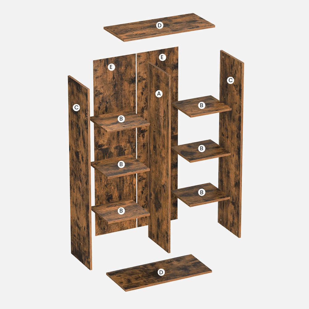 Biblioteca cu 8 cuburi 65,5 x 30 x 13,5 cm, maro rustic