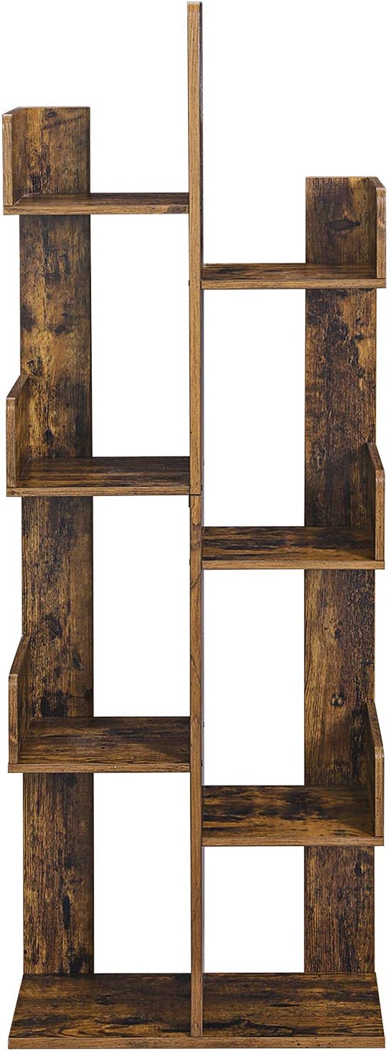 Bibliotecă din lemn, raft pe picioare cu 8 compartimente, raft depozitare, 50 x 25 x 140 cm