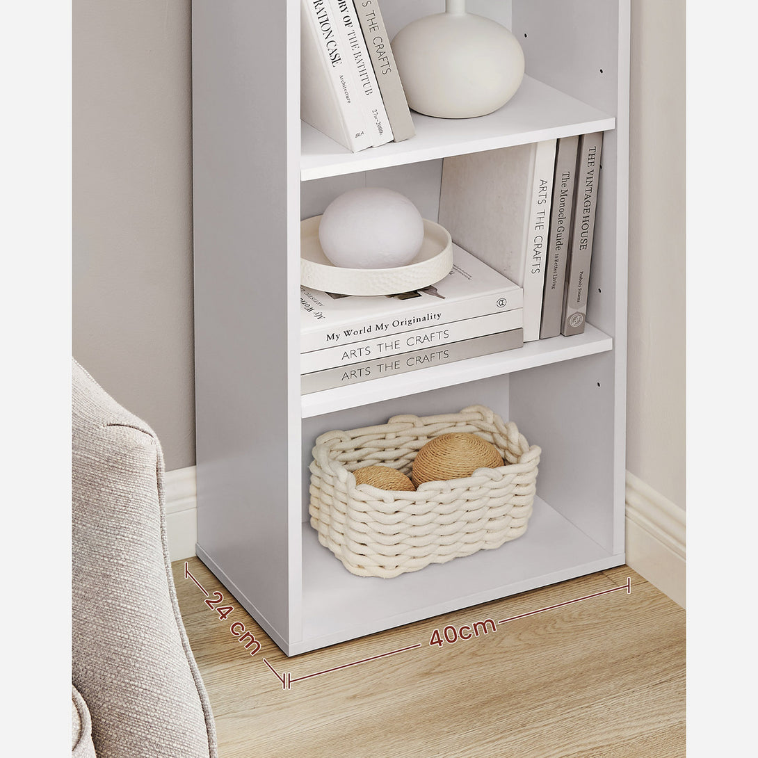 Bibliotecă, raft deschis cu 6 niveluri, unitate de rafturi verticale, 24 x 40 x 178,5 cm, alb