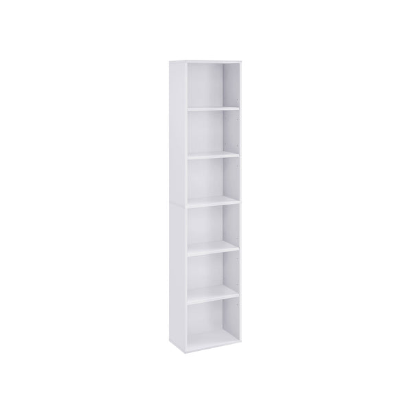 Bibliotecă, raft deschis cu 6 niveluri, unitate de rafturi verticale, 24 x 40 x 178,5 cm, alb
