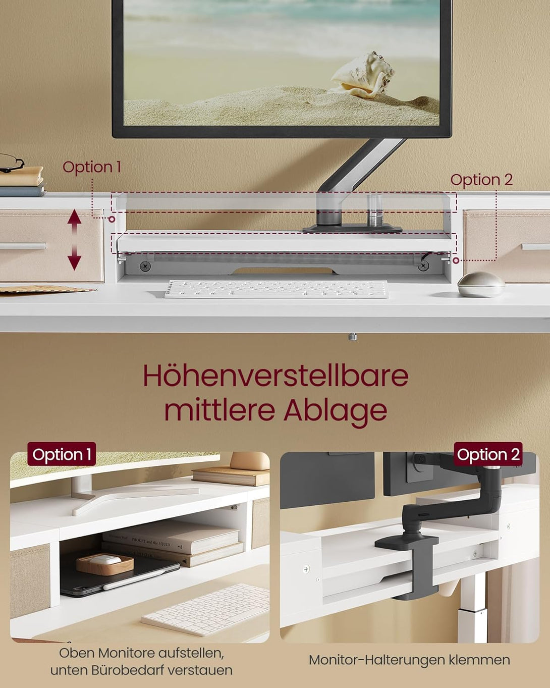 Birou electric reglabil pe inaltime cu iluminare LED, 60 x 120 x (72-120) cm, alb