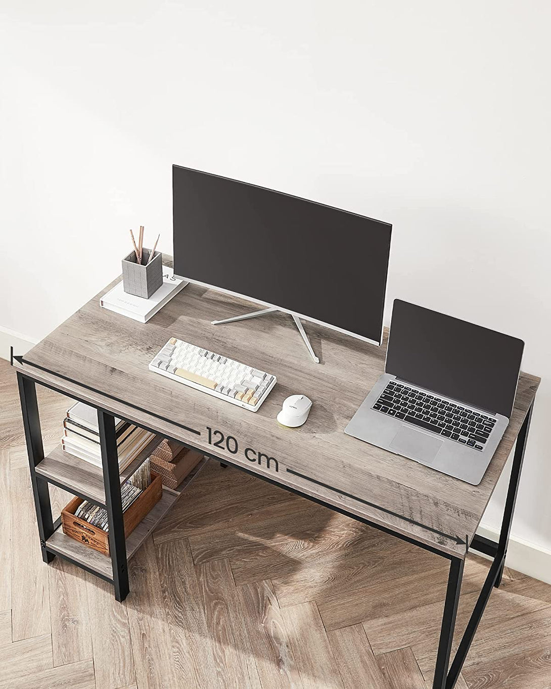 Birou, masă computer cu 2 rafturi stânga sau dreapta 120 x 60 x 75 cm