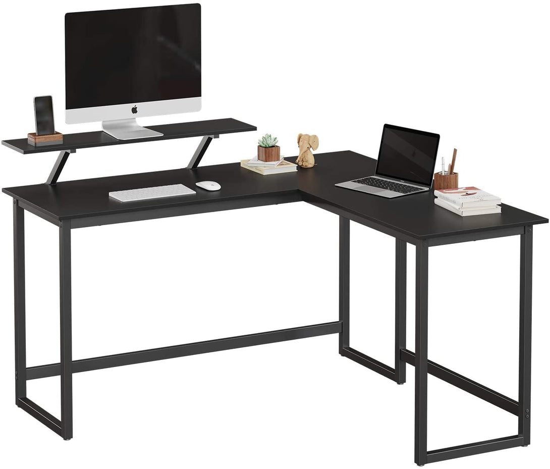 Birou, masă computer în formă de L cu suport pentru monitor 140 x 130 x 89 cm