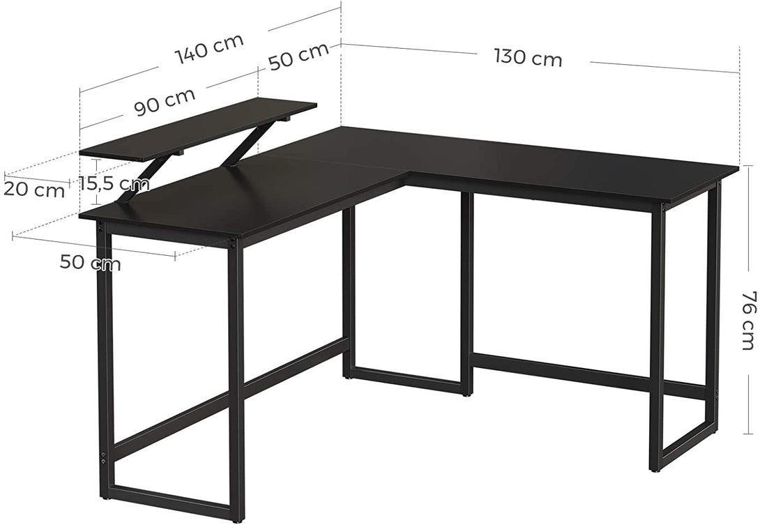 Birou, masă computer în formă de L cu suport pentru monitor 140 x 130 x 89 cm