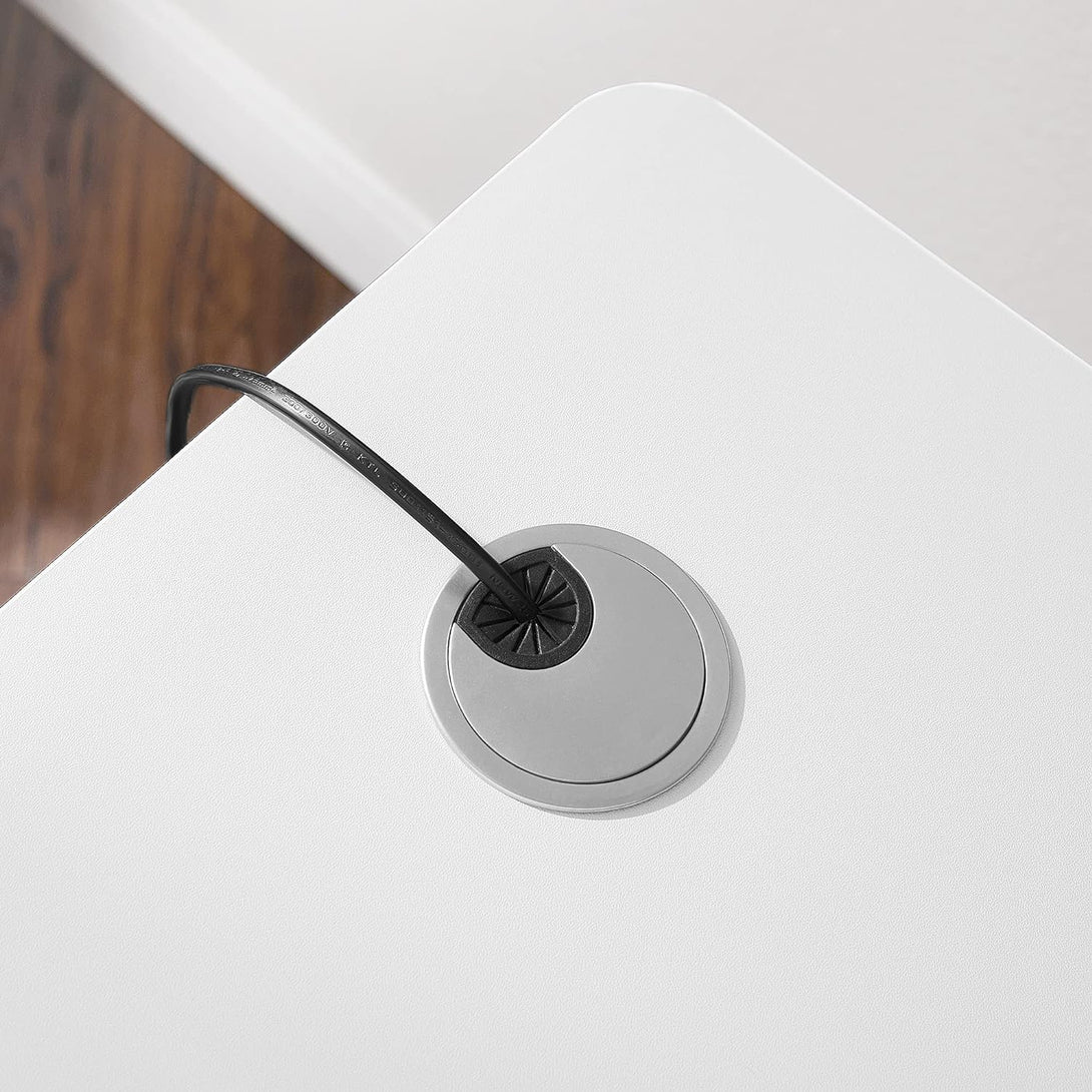 Blat pentru birou electric reglabil, alb din MDF