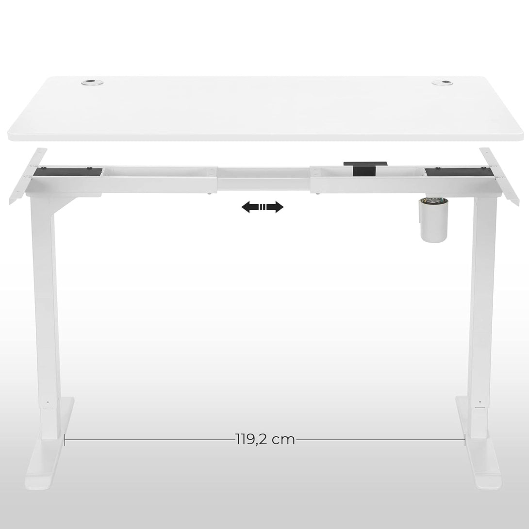 Blat pentru birou electric reglabil, alb din MDF