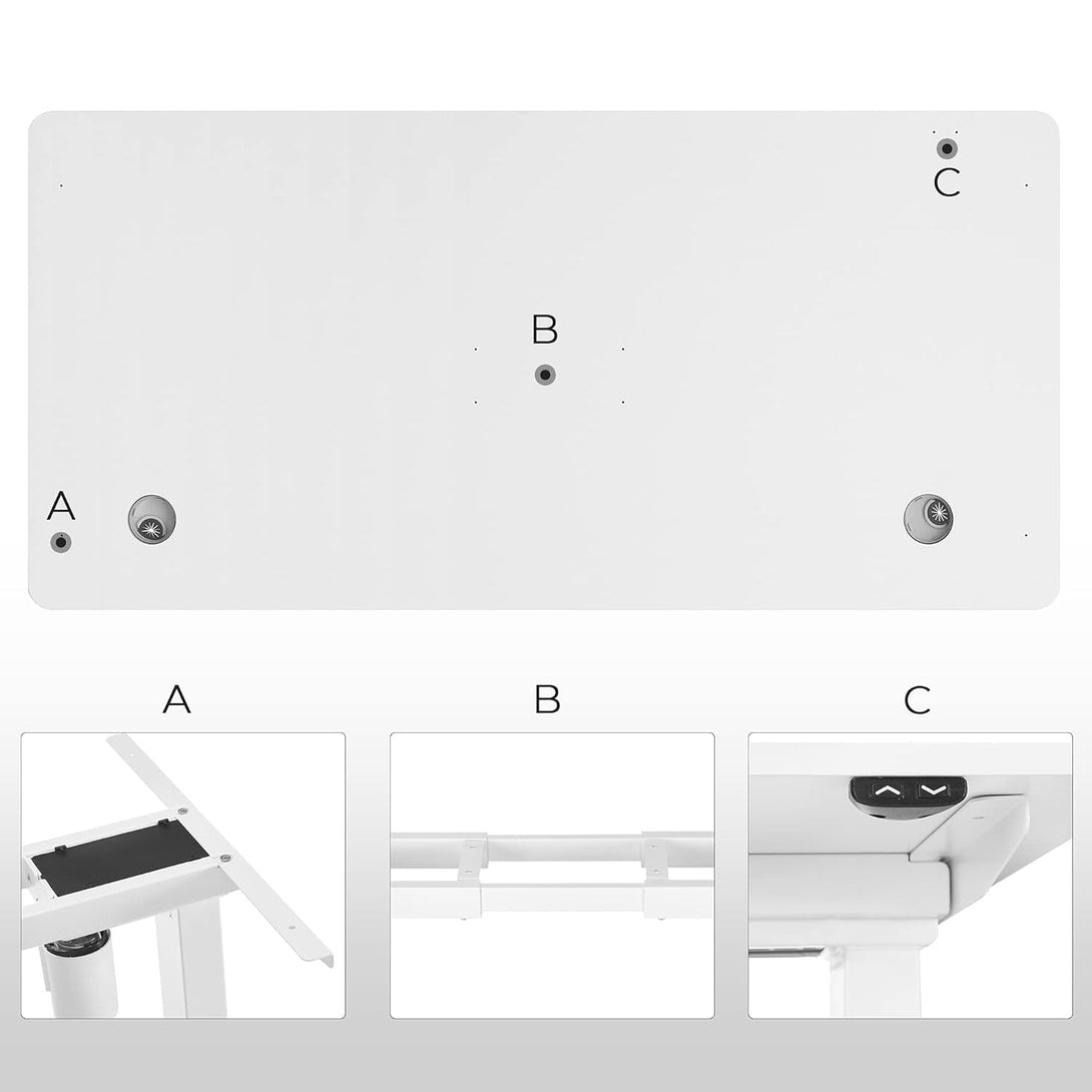 Blat pentru birou electric reglabil, alb din MDF
