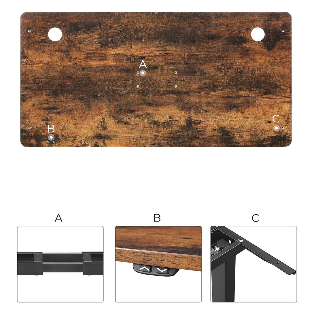 Blat pentru birou electric reglabil, maro -rustic