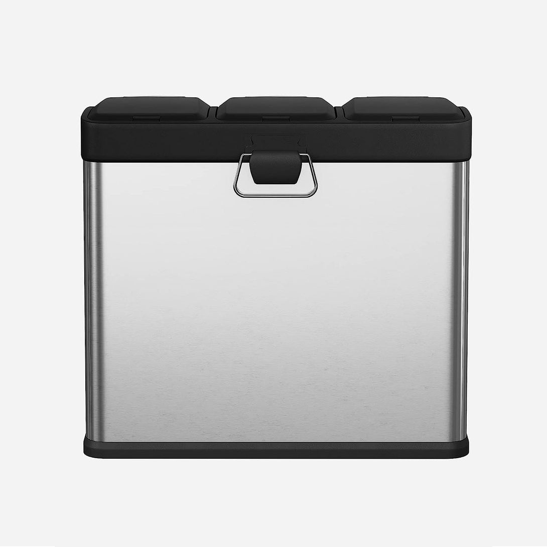 Colector selectiv de deșeuri 54L, coș cu pedală 3 părți