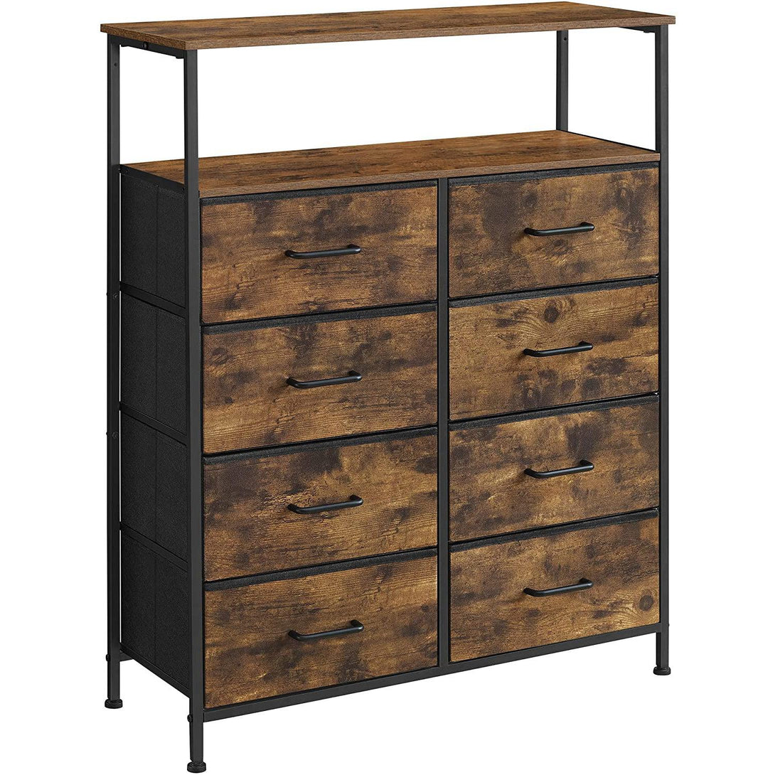 Comoda cu sertar din stofa, 80 x 108 x 30 cm, maro rustic