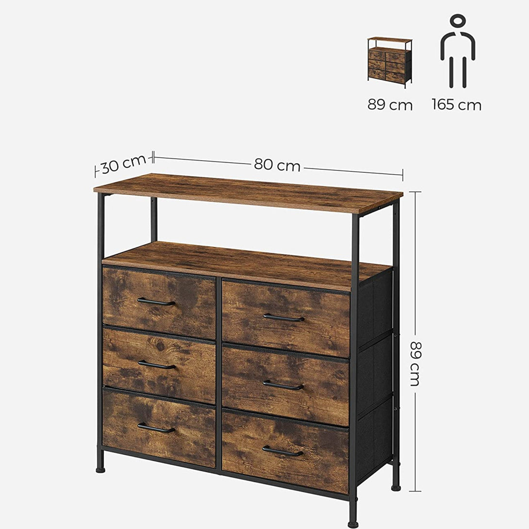 Comoda cu sertar din stofa, comoda, maro rustic