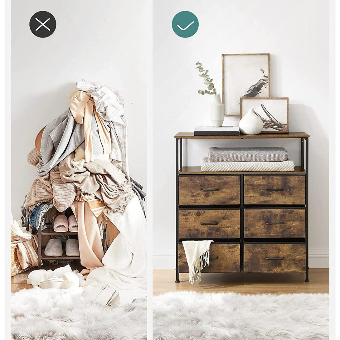 Comoda cu sertar din stofa, comoda, maro rustic