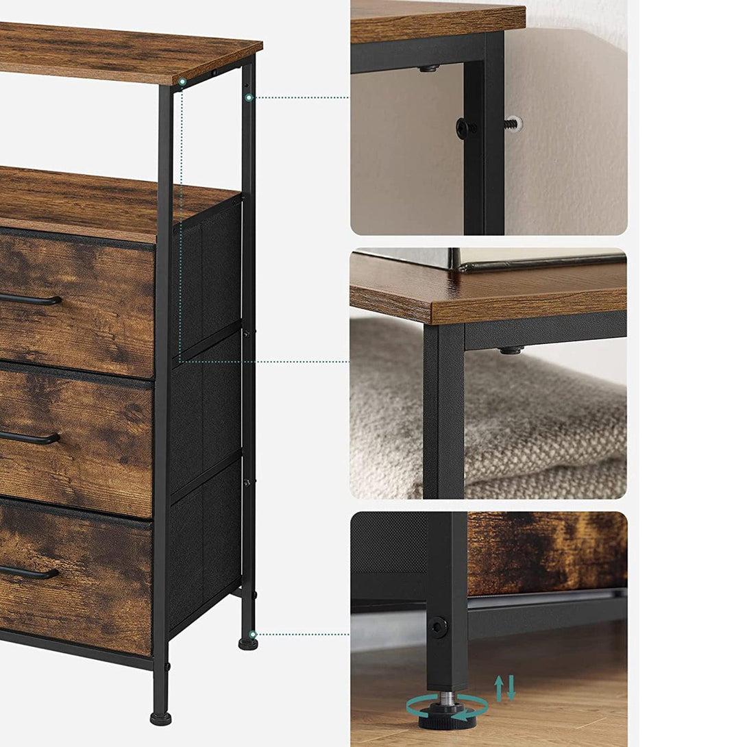 Comoda cu sertar din stofa, comoda, maro rustic