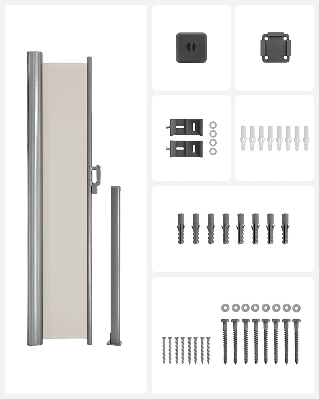 Copertina laterala extensibila pentru balcon si terasa, bej 180 x 300 cm