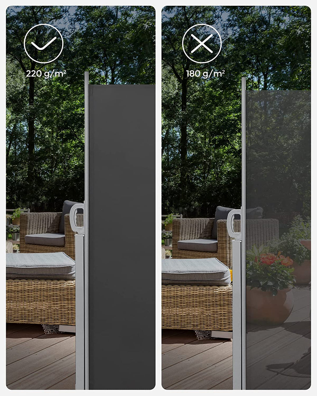 Copertina laterala pentru balcon si terasa 300 x 160, cm, gri fum