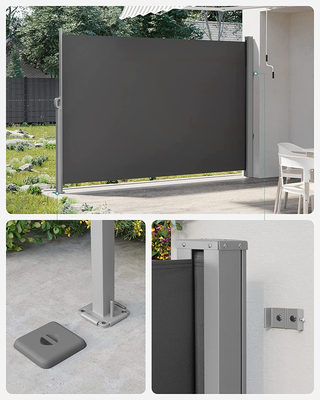 Copertina laterala pentru balcon si terasa 300 x 160, cm, gri fum