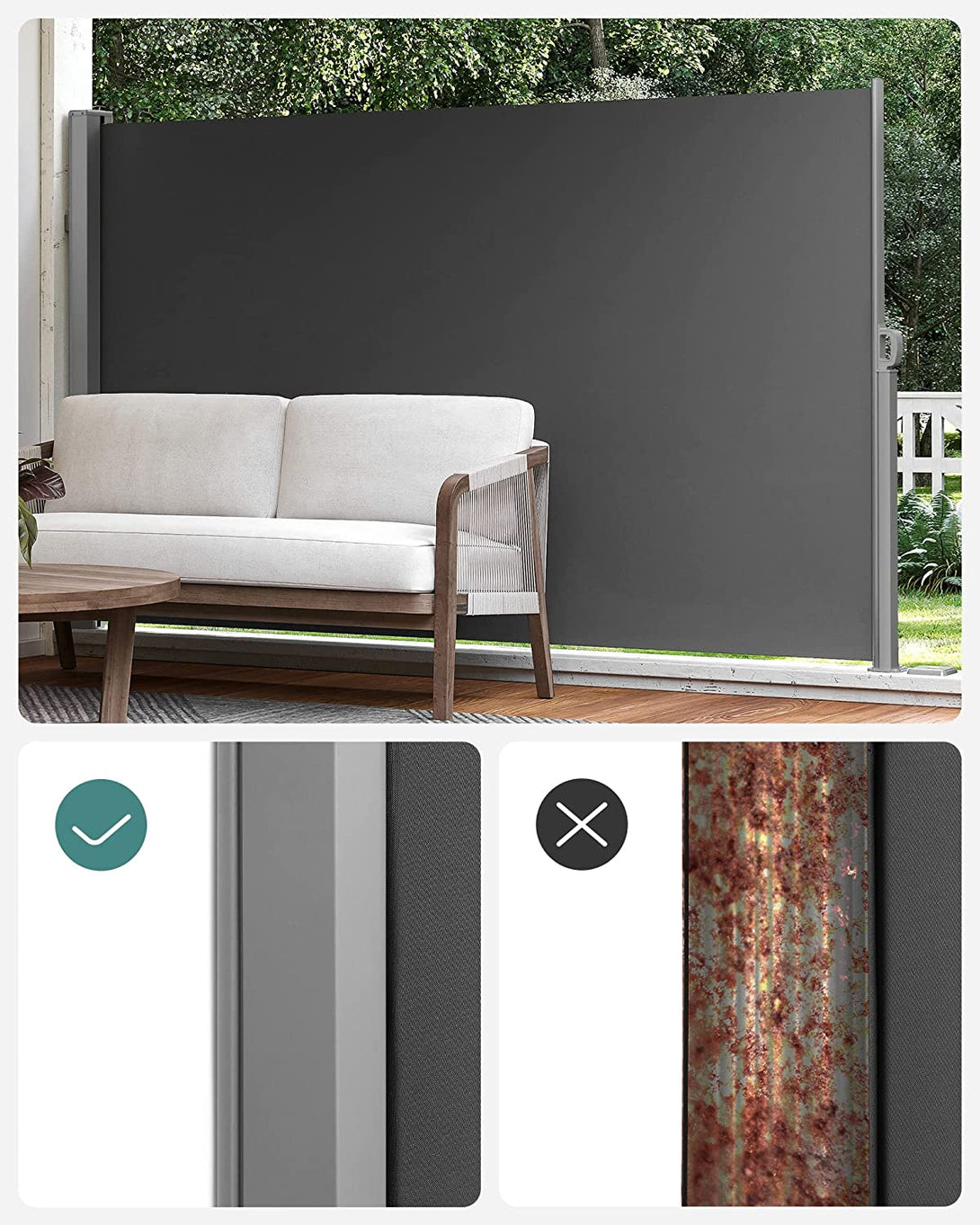 Copertina laterala pentru balcon si terasa 300 x 160, cm, gri fum