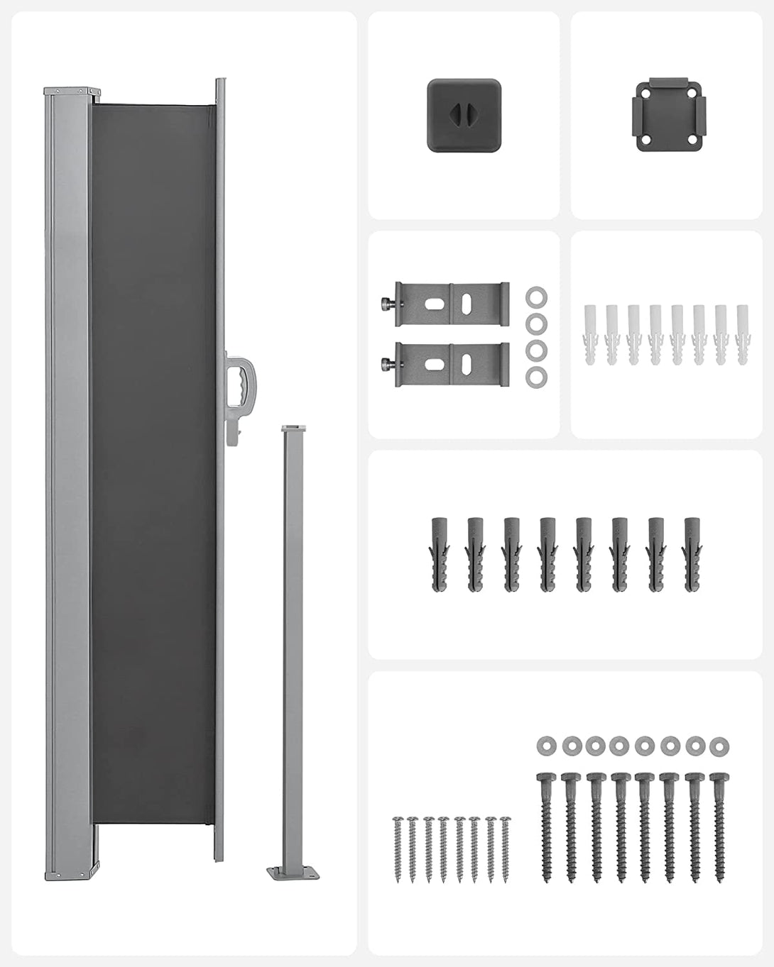 Copertina laterala pentru balcon si terasa 300 x 160, cm, gri fum