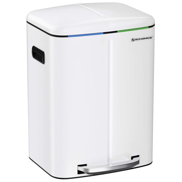 Coş de gunoi , 2 compartimente , 2x20L , alb
