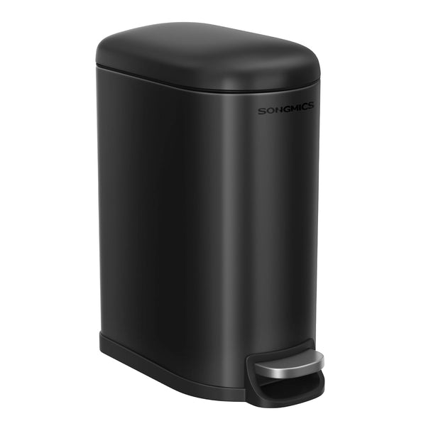 Coș de gunoi de baie, 10 litri cu capac, pedală, oțel, negru