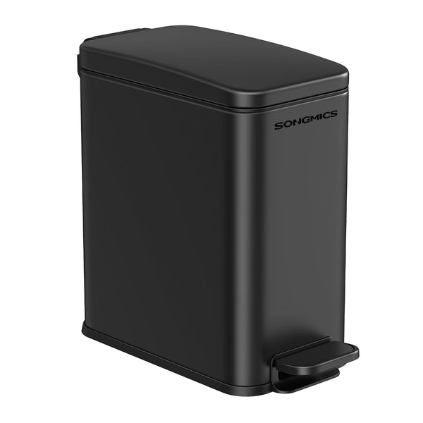Coș de gunoi de baie, 5 litri, coș de gunoi inox, negru