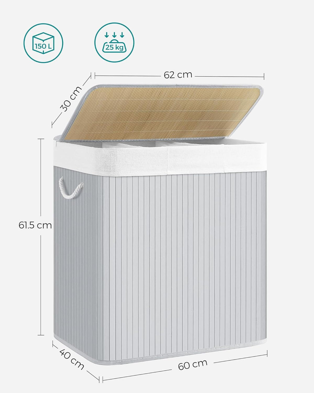 Cos de haine cu 3 compartimente, 150L, gri