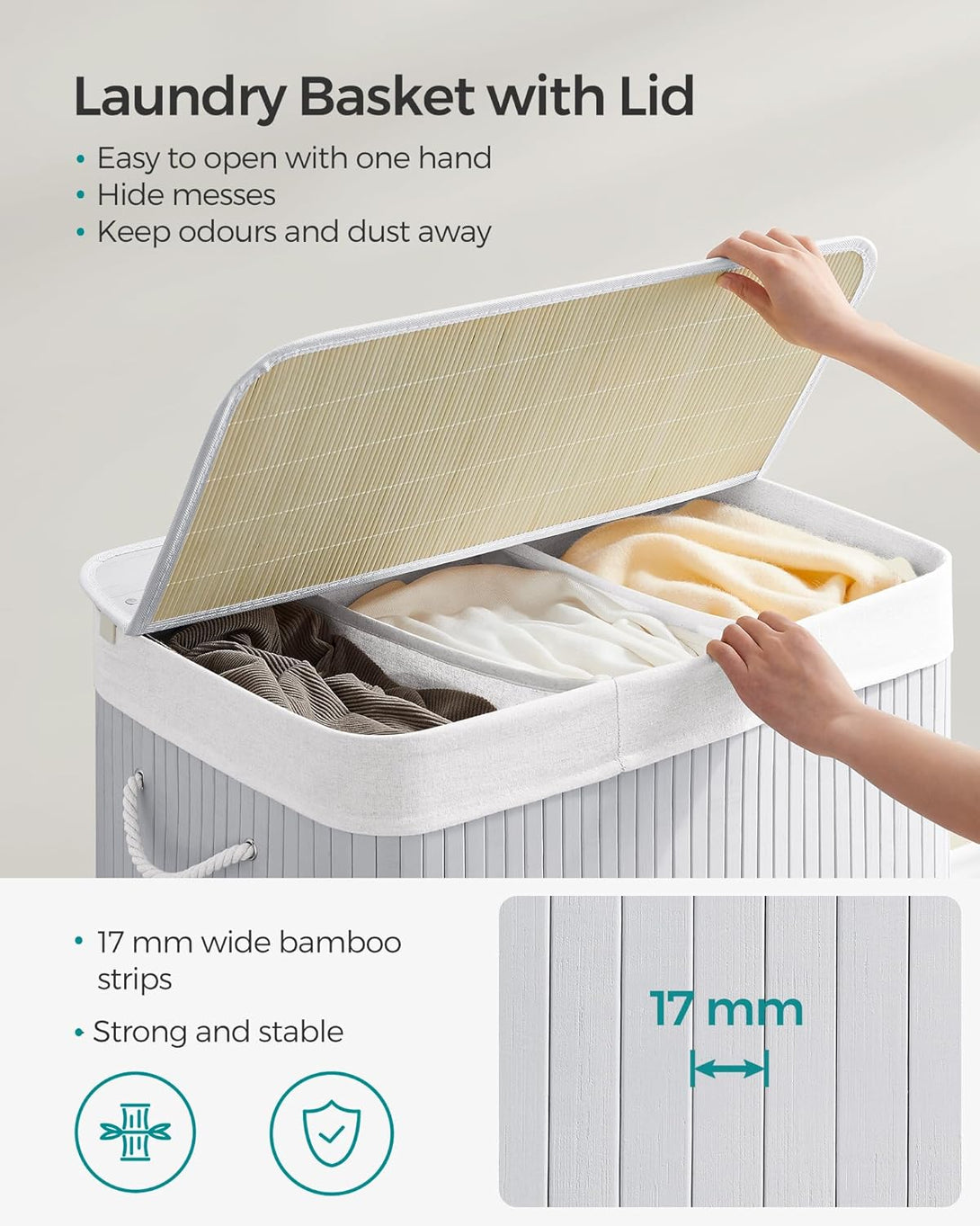Cos de haine cu 3 compartimente, 150L, gri