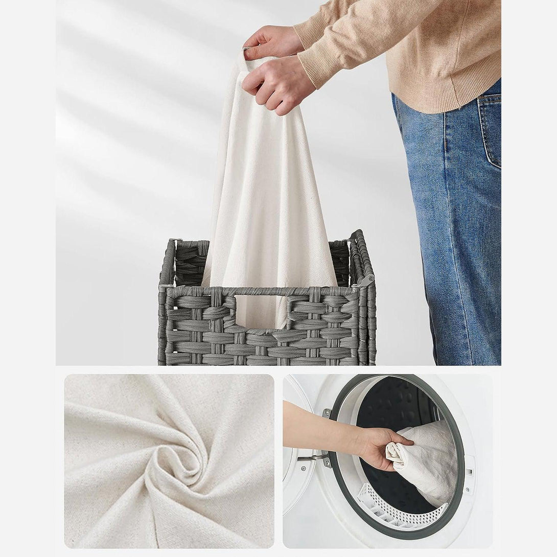 Coș de rufe, coș de rufe țesut manual, gri