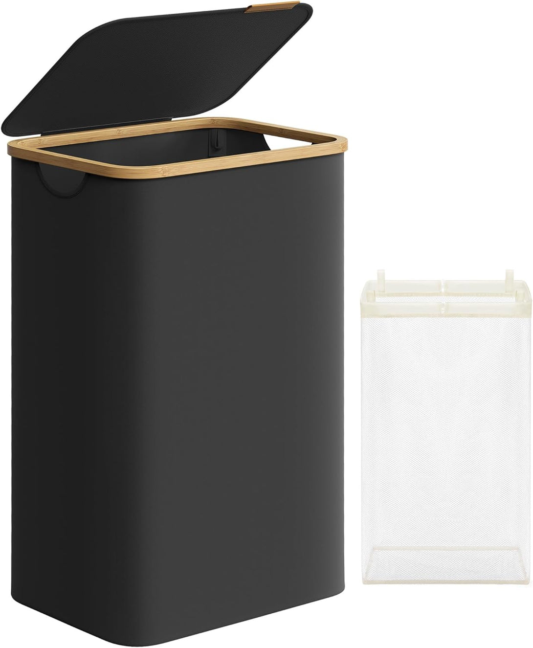 Cos de rufe cu capac , 90L, 42 x 32 x 70,5 cm , captuseala plasa detasabila, negru