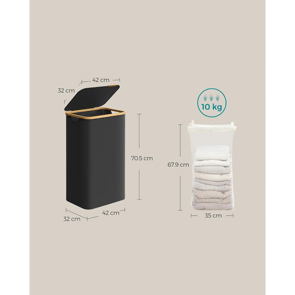 Cos de rufe cu capac , 90L, 42 x 32 x 70,5 cm , captuseala plasa detasabila, negru
