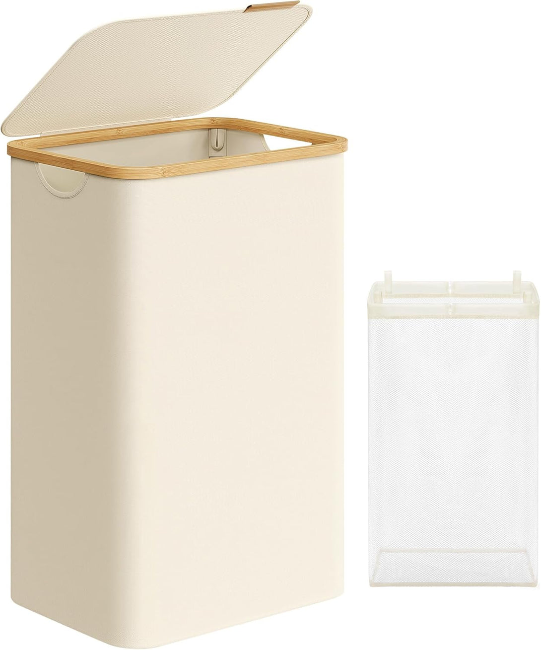 Cos de rufe cu capac , 90L ,captuseala plasa detasabila, alb
