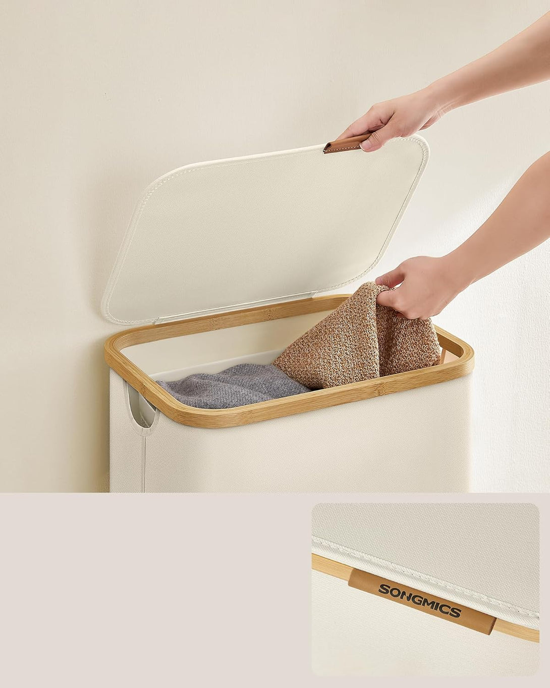 Cos de rufe cu capac , 90L ,captuseala plasa detasabila, alb
