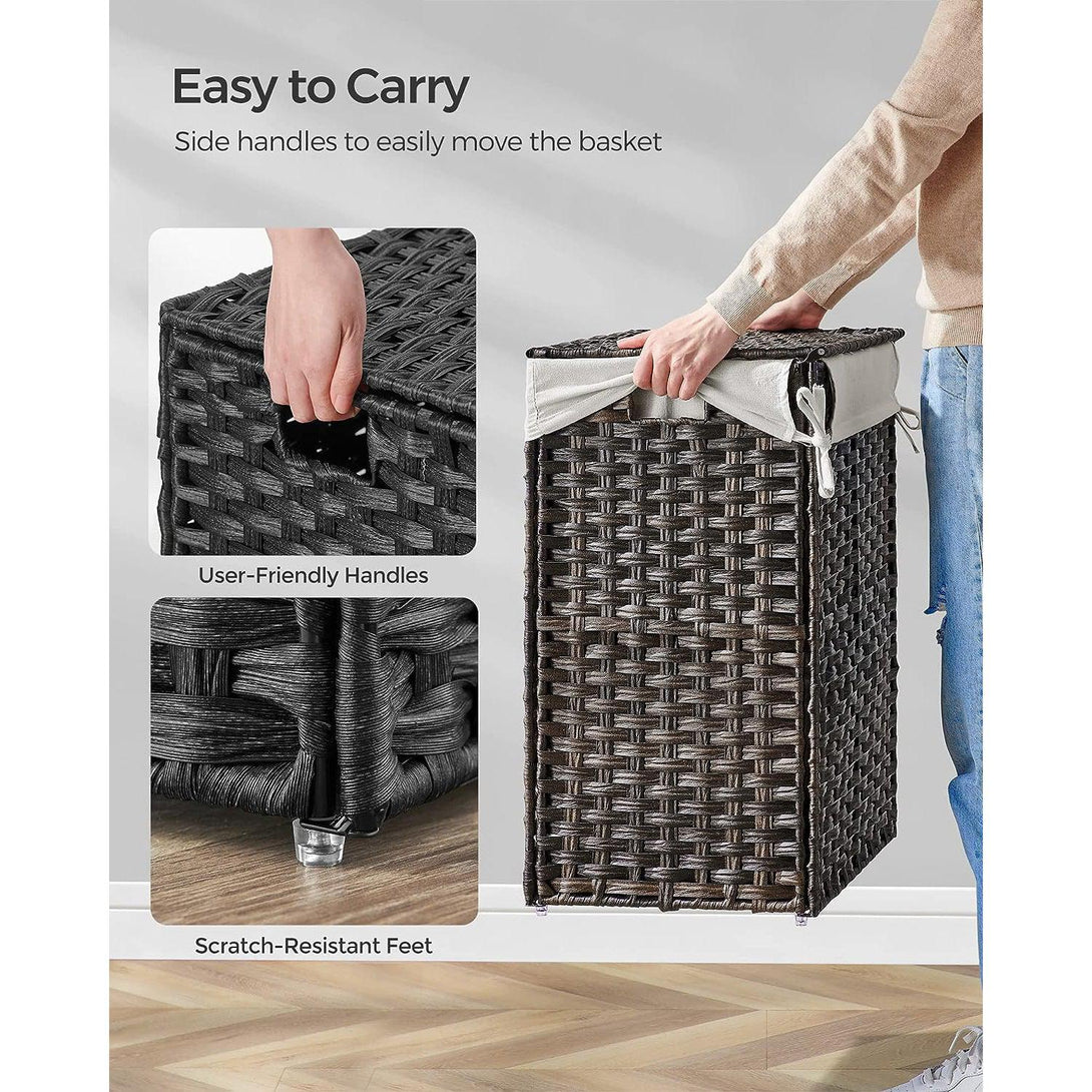 Coș de rufe din ratan sintetic țesut manual 90 L, maro