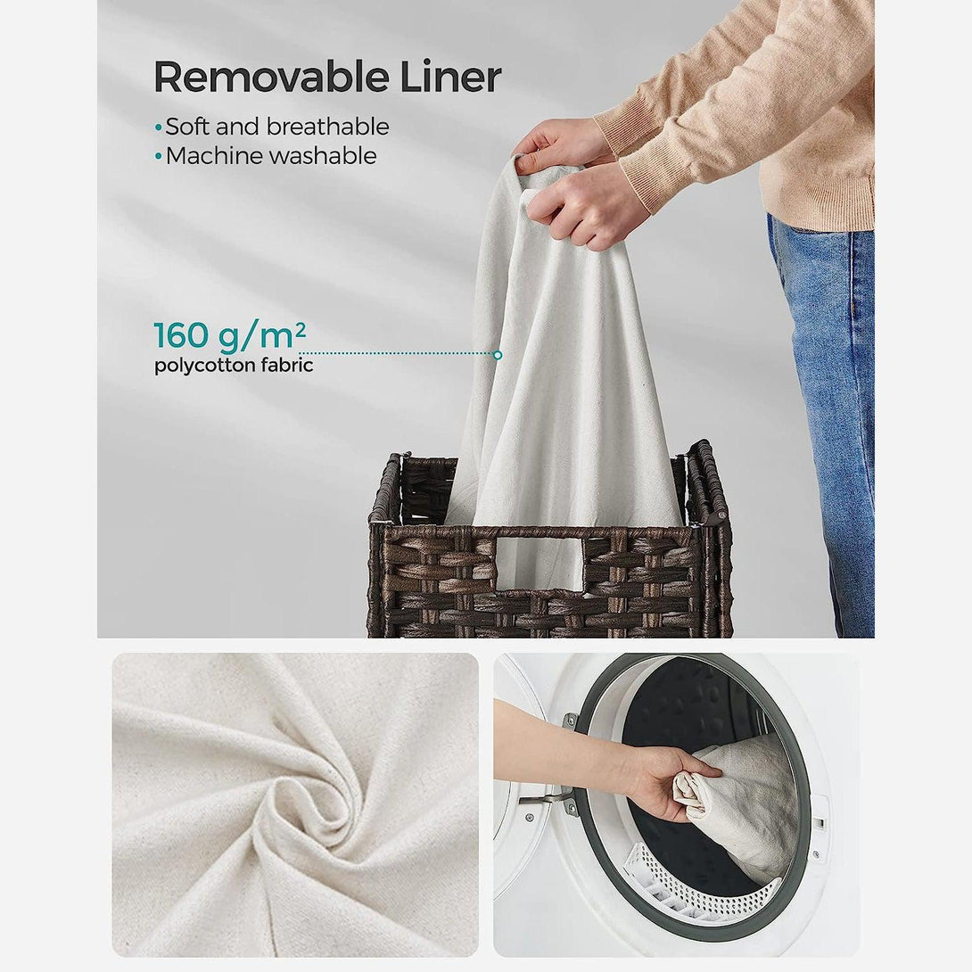 Coș de rufe din ratan sintetic țesut manual 90 L, maro