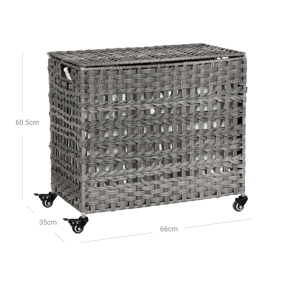 Coș de rufe, suport de rufe stil ratan 66 x 60,5 x 35 cm, gri
