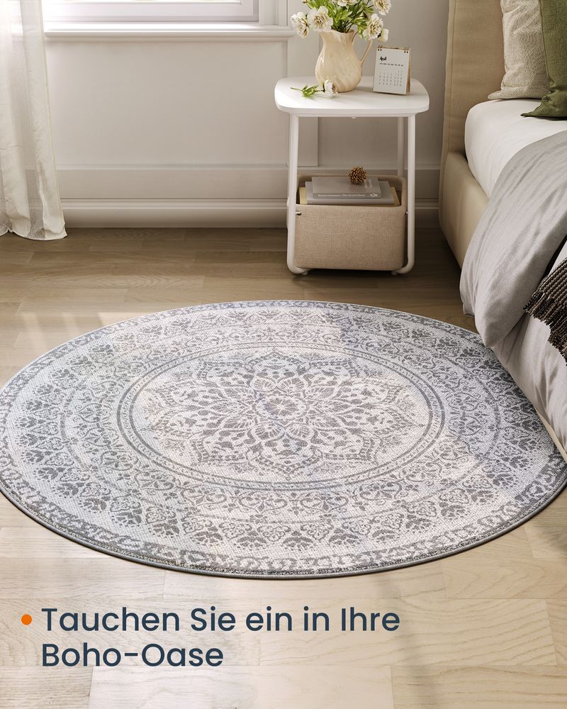 Covor living 120 cm rotund , stil boho , gri