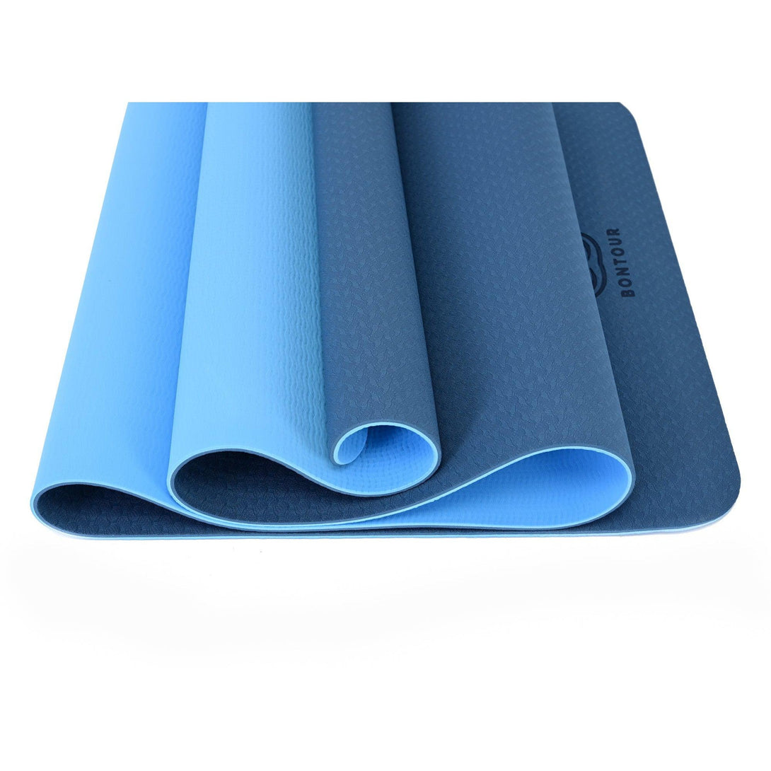 Covoraș de yoga 6 mm, Covoraș de yoga ecologic, Covoraș de exerciții anti-alunecare, albastru | BONTOUR