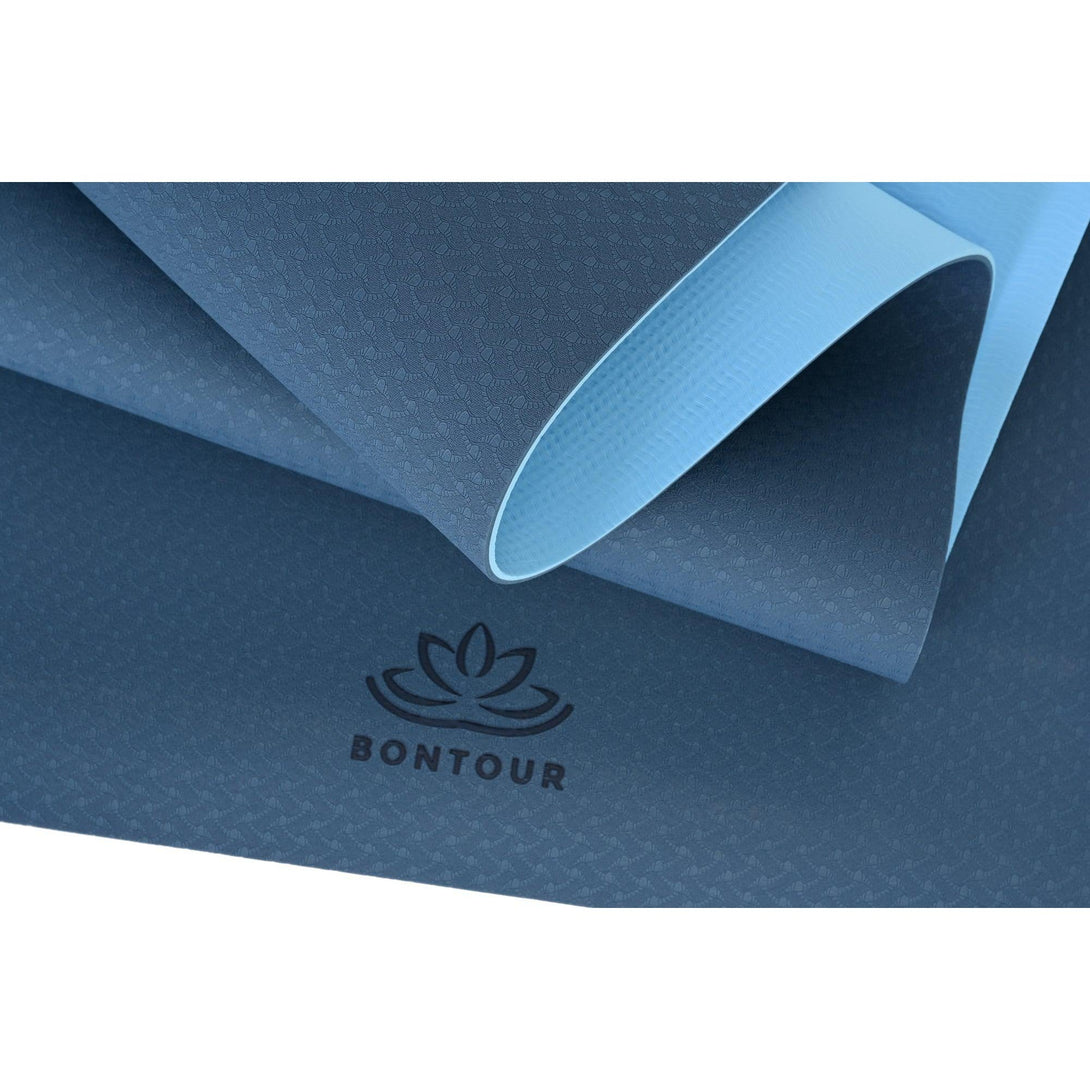 Covoraș de yoga 6 mm, Covoraș de yoga ecologic, Covoraș de exerciții anti-alunecare, albastru | BONTOUR