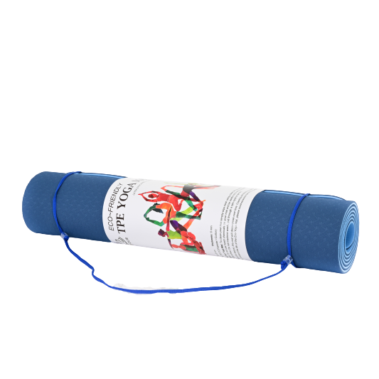 Covoraș de yoga 6 mm, Covoraș de yoga ecologic, Covoraș de exerciții anti-alunecare, albastru | BONTOUR